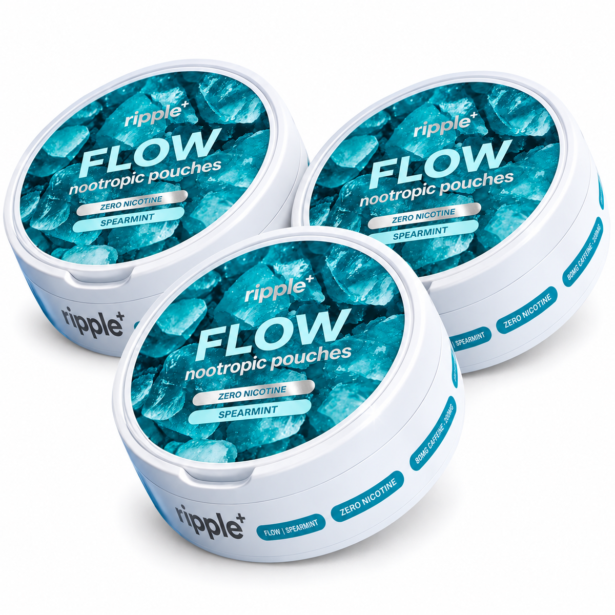 ripple+ Flow Spearmint nootropic pouches, 3-pack