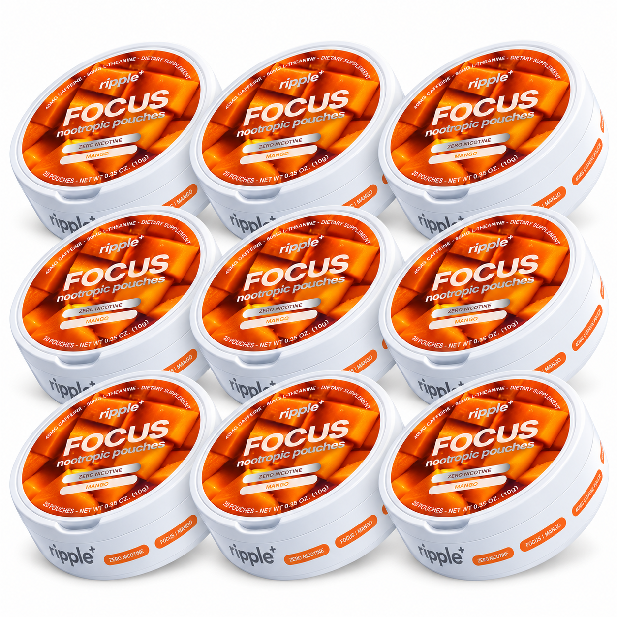 ripple⁺ Nootropic Pouches Caffeine & L-Theanine (Focus Mango
