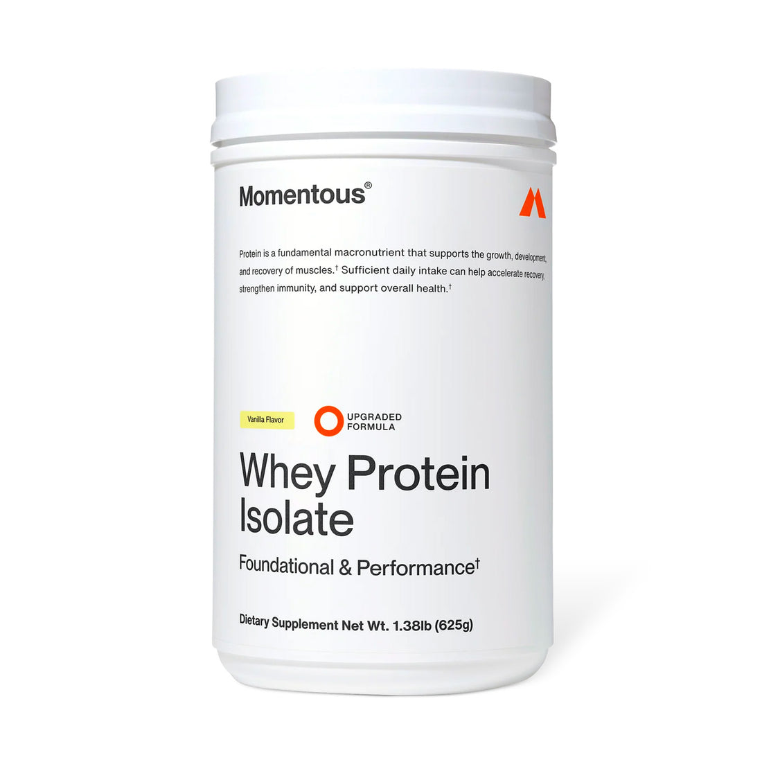 Momentous Grass Fed Whey Protein Isolate (25 Serving Jar)