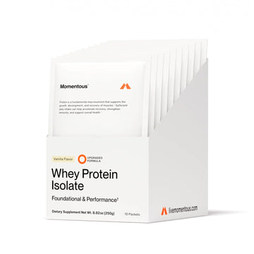 Momentous Vanilla Grass Fed Whey Protein Isolate – 10 Travel Packs