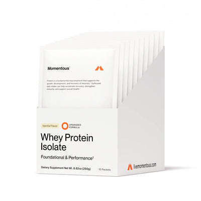 Momentous Vanilla Grass Fed Whey Protein Isolate – 10 Travel Packs