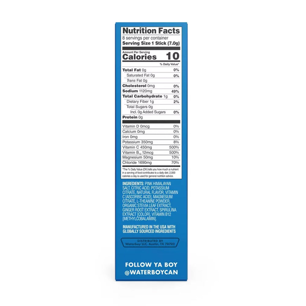 Waterboy Weekend Recovery Blue Raspberry — nutrition facts and ingredients