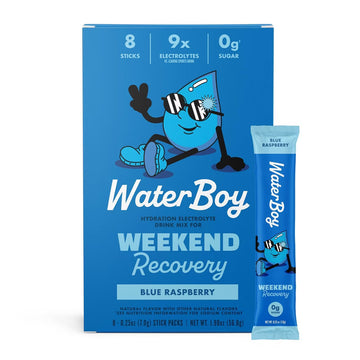 Waterboy Weekend Recovery Blue Raspberry — 8-stick carton and packet