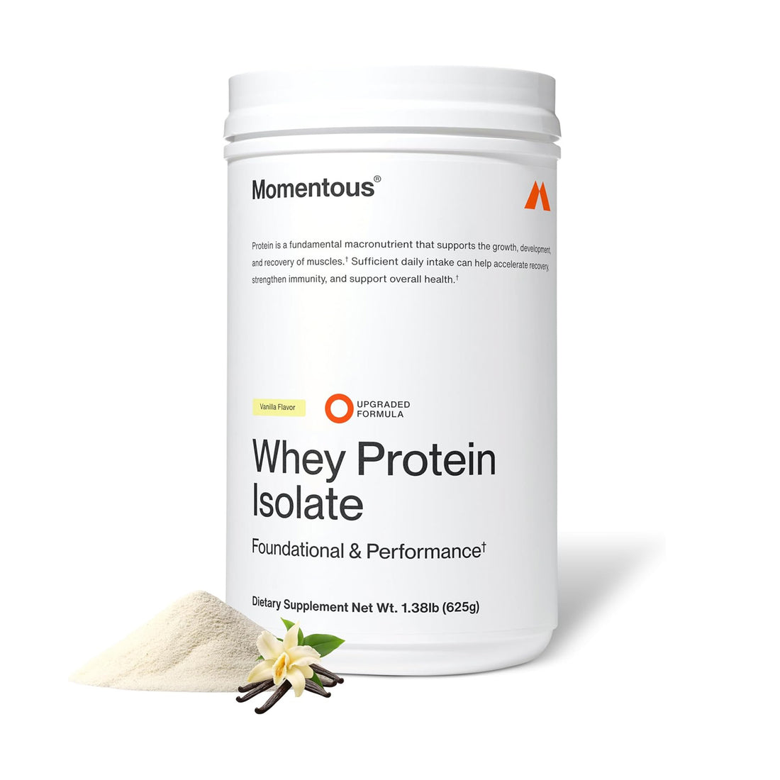 Momentous Grass Fed Whey Protein Isolate (25 Serving Jar)