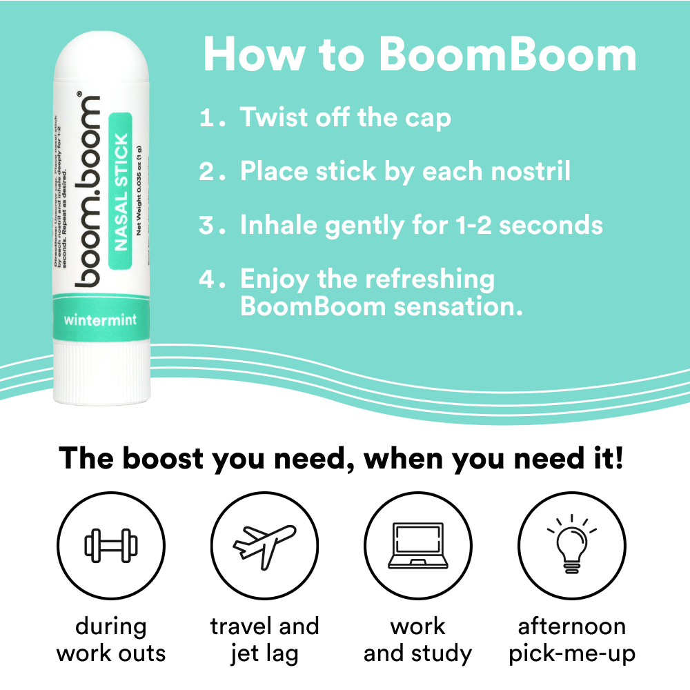 Lot De 4 Inhalateurs Aromathérapie BoomBoom à L'huile Essentielle De Menthol - Dégagement Nasal, Fraîcheur