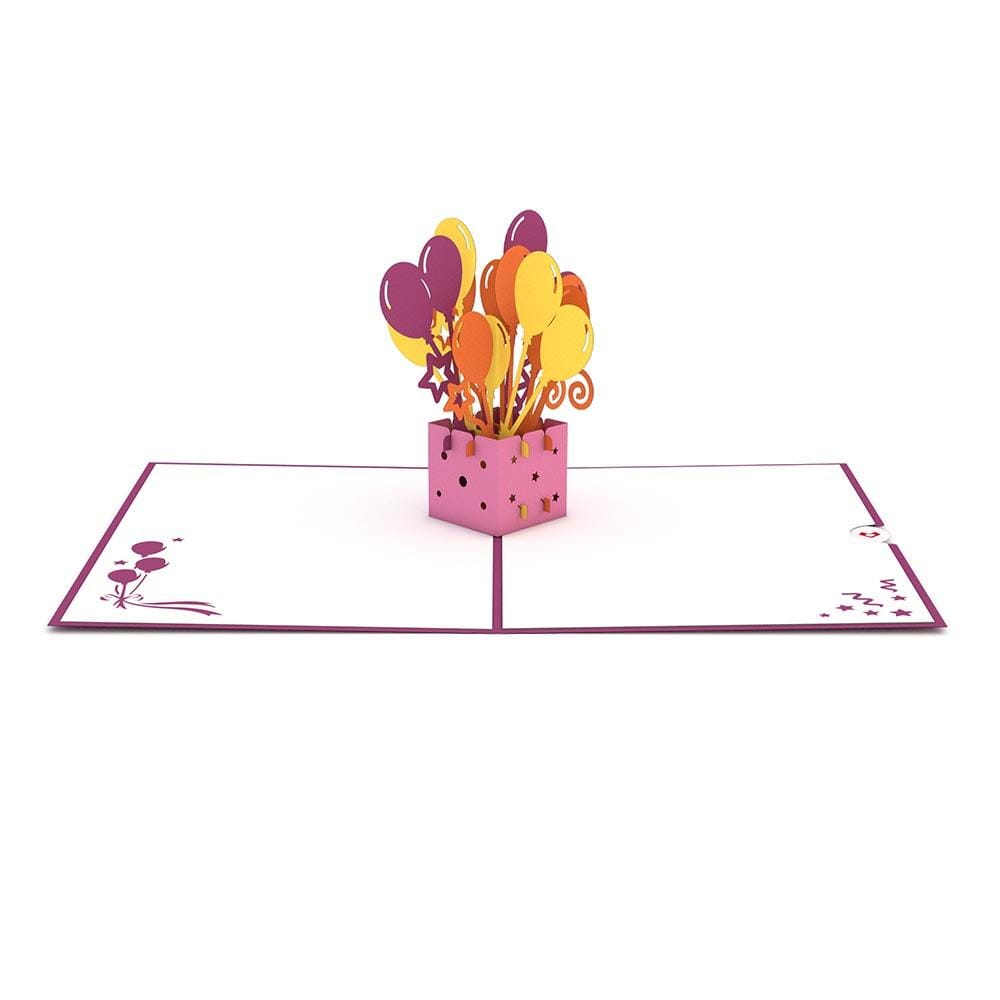 Purple Balloon Bunch 3D card