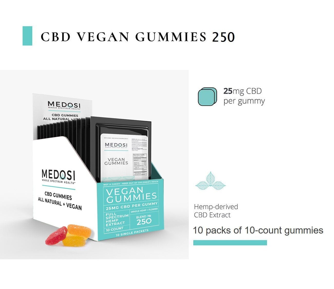 MEDOSI CBD Vegan Gummies 250mg (Retail Display - 10pk)