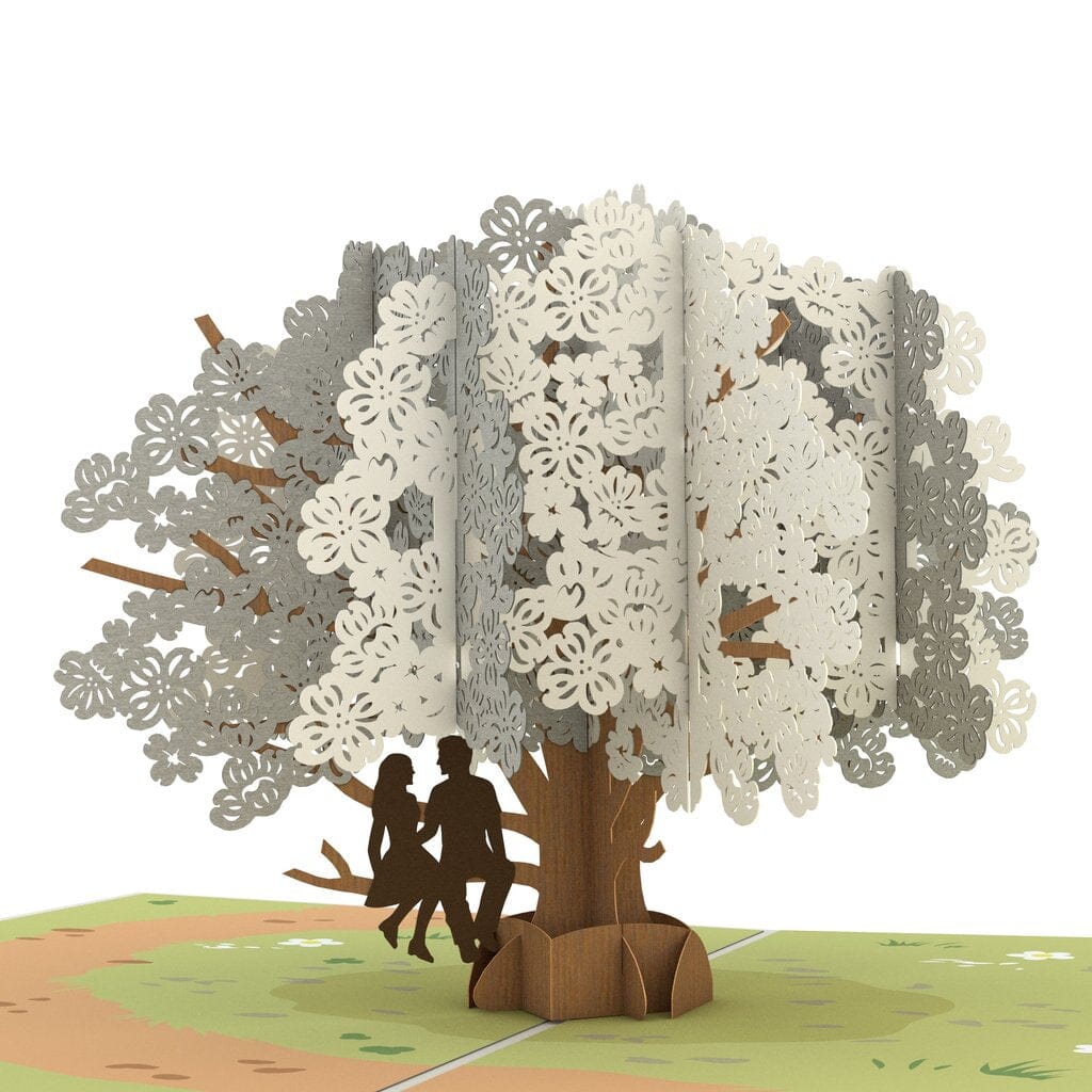 Dogwood Love Scene Gray 3D card