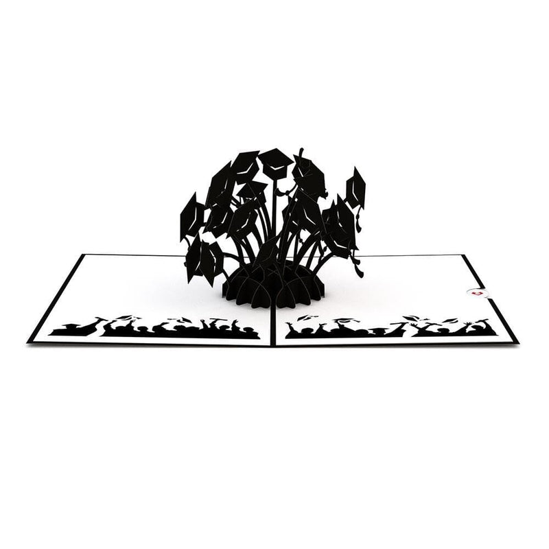 Graduation Hats Black 3D card