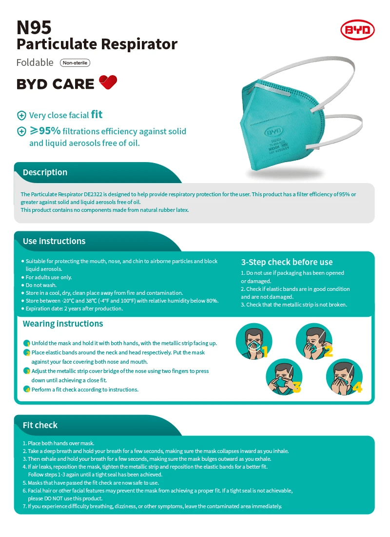 BYD N95 Particulate Respirator