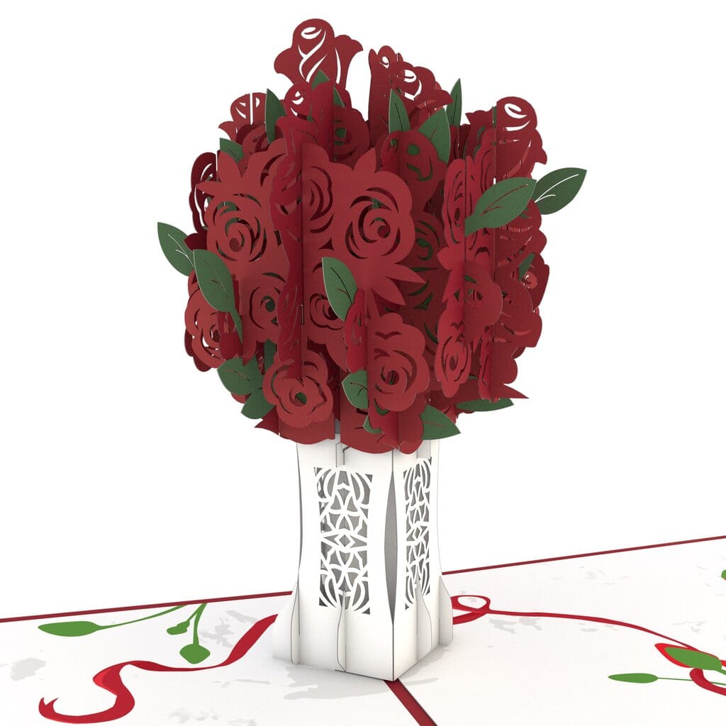 Red Rose Arrangement 3D card