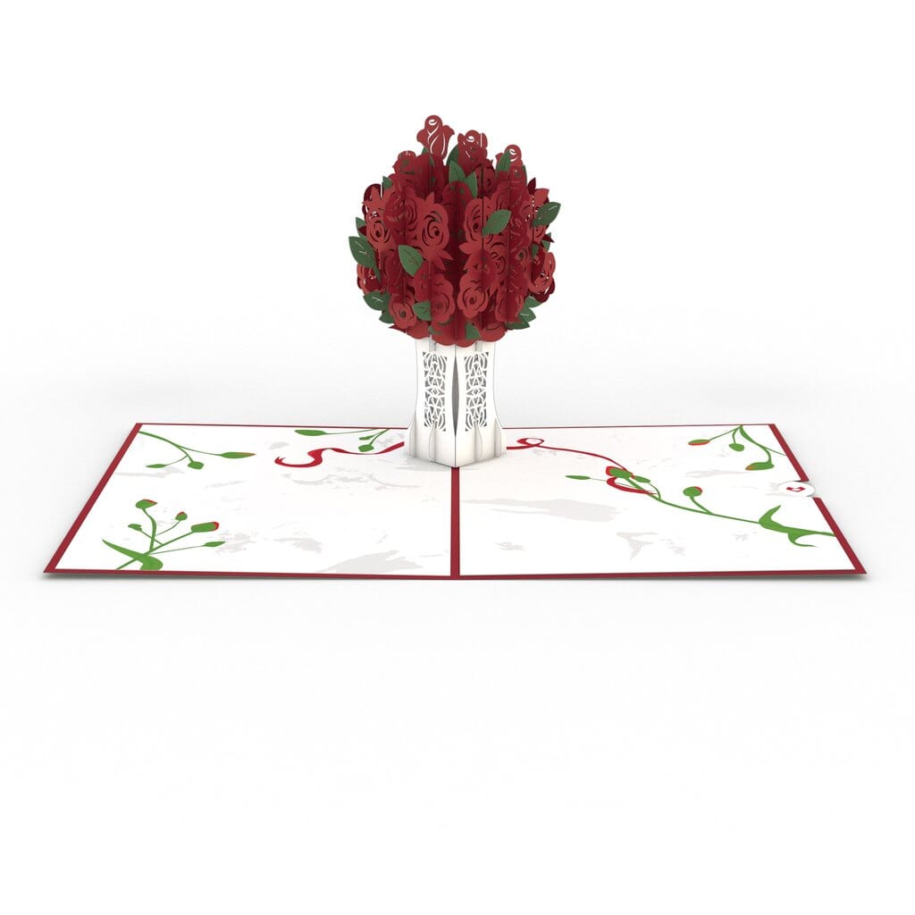 Red Rose Arrangement 3D card