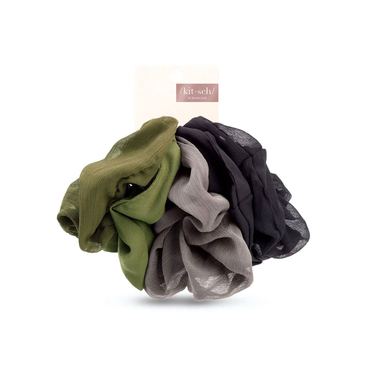 Kitsch Crepe Scrunchie 5pc - Moss
