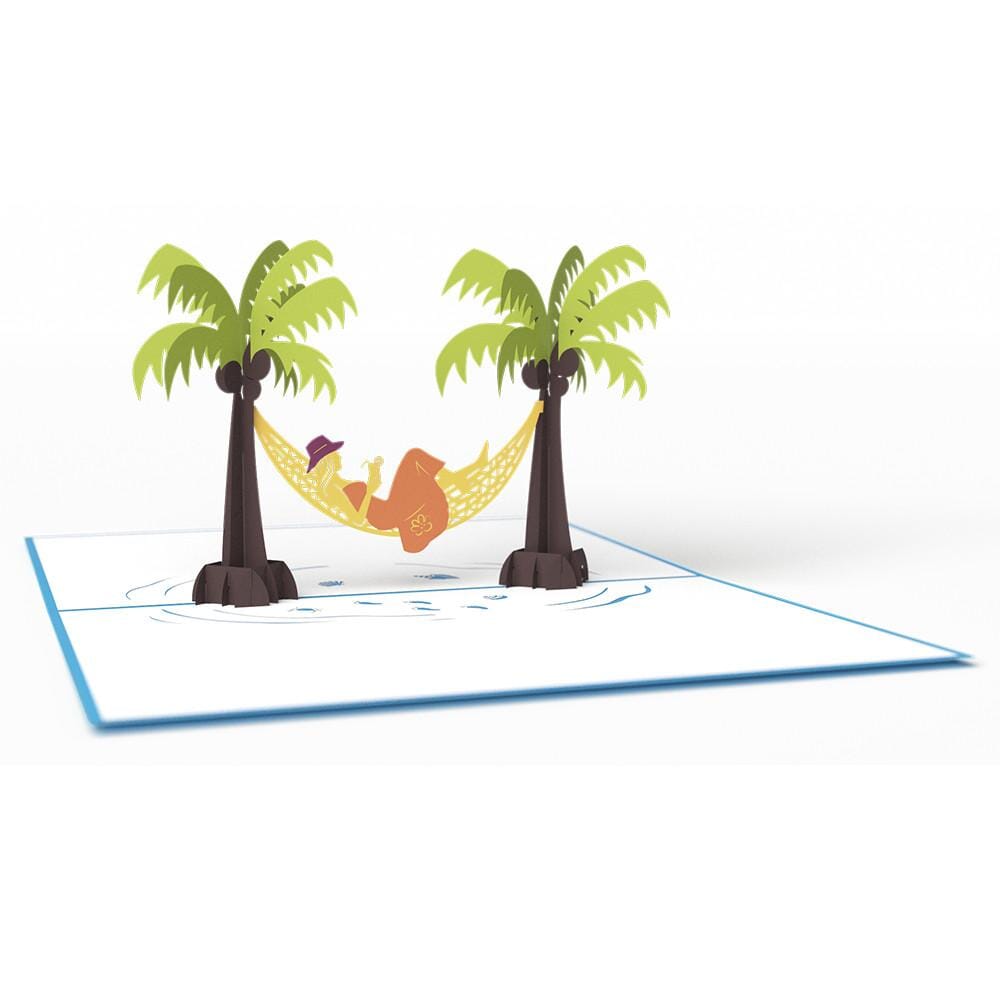 Hammock & Palm Girl 3D card