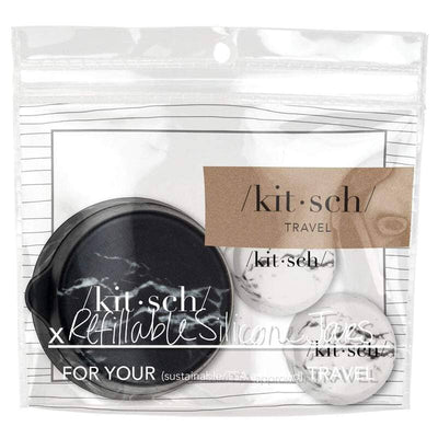 Kitsch Refillable Silicone Bottle & Jars Black & White Marble