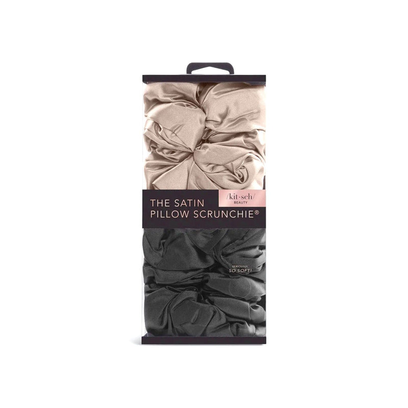 Kitsch - Satin Sleep Pillow Scrunchies (Black/Gold)